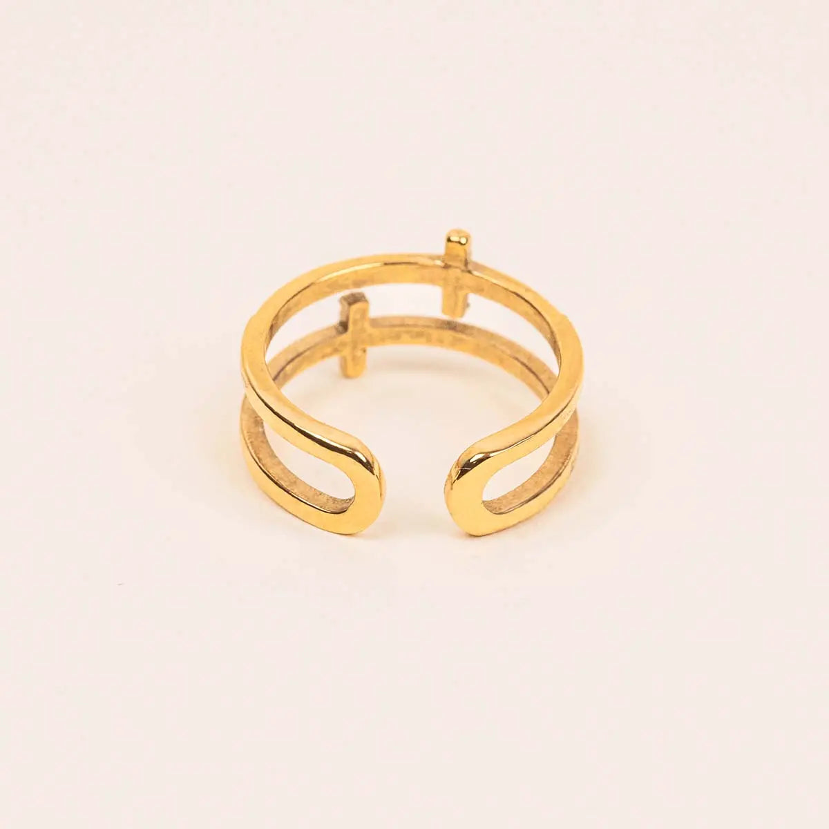 Bague double - Victoria - Acier doré