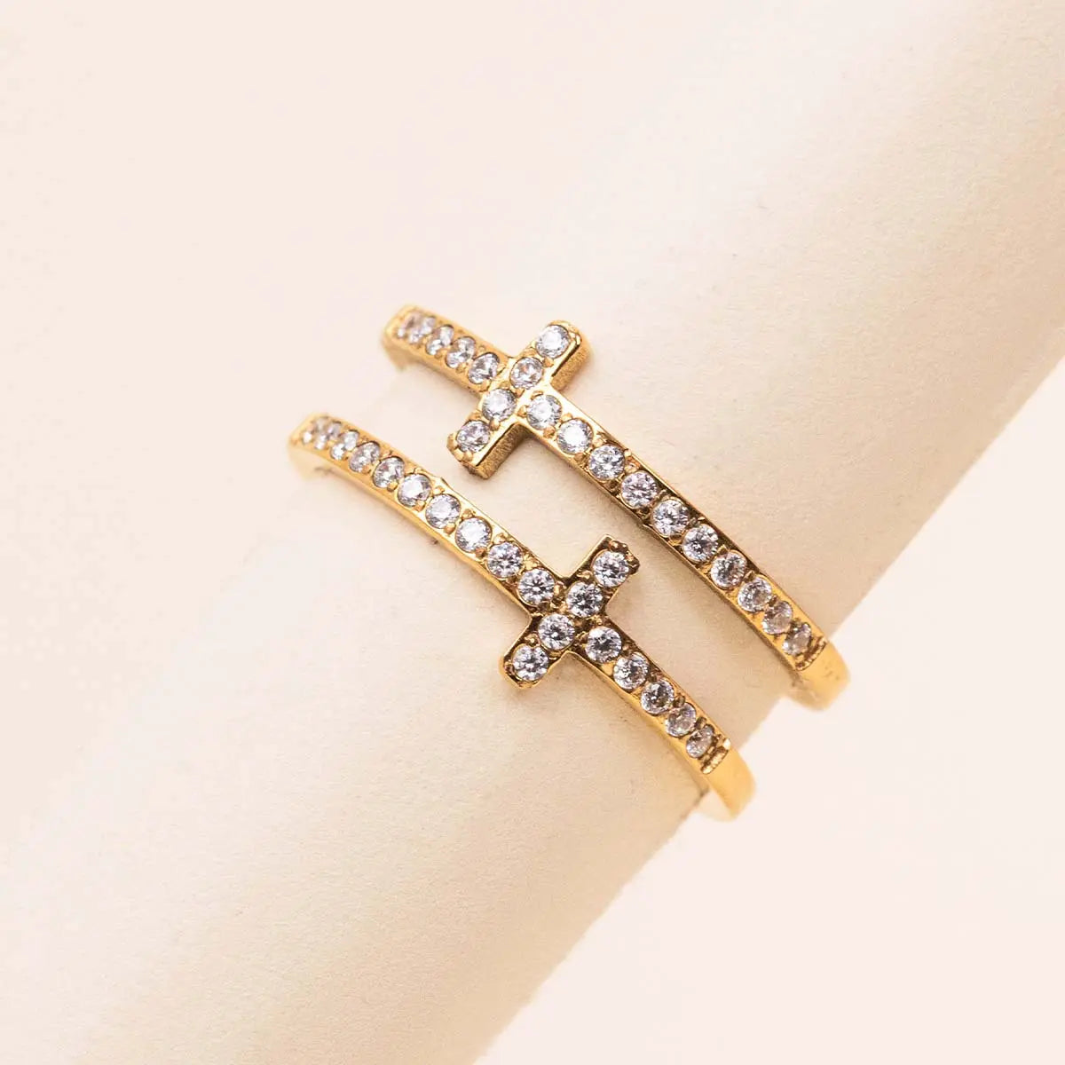 Bague double - Victoria - Acier doré