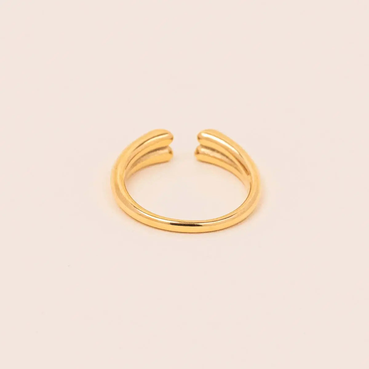 Bague coeur Blanc - Solènne - Acier doré