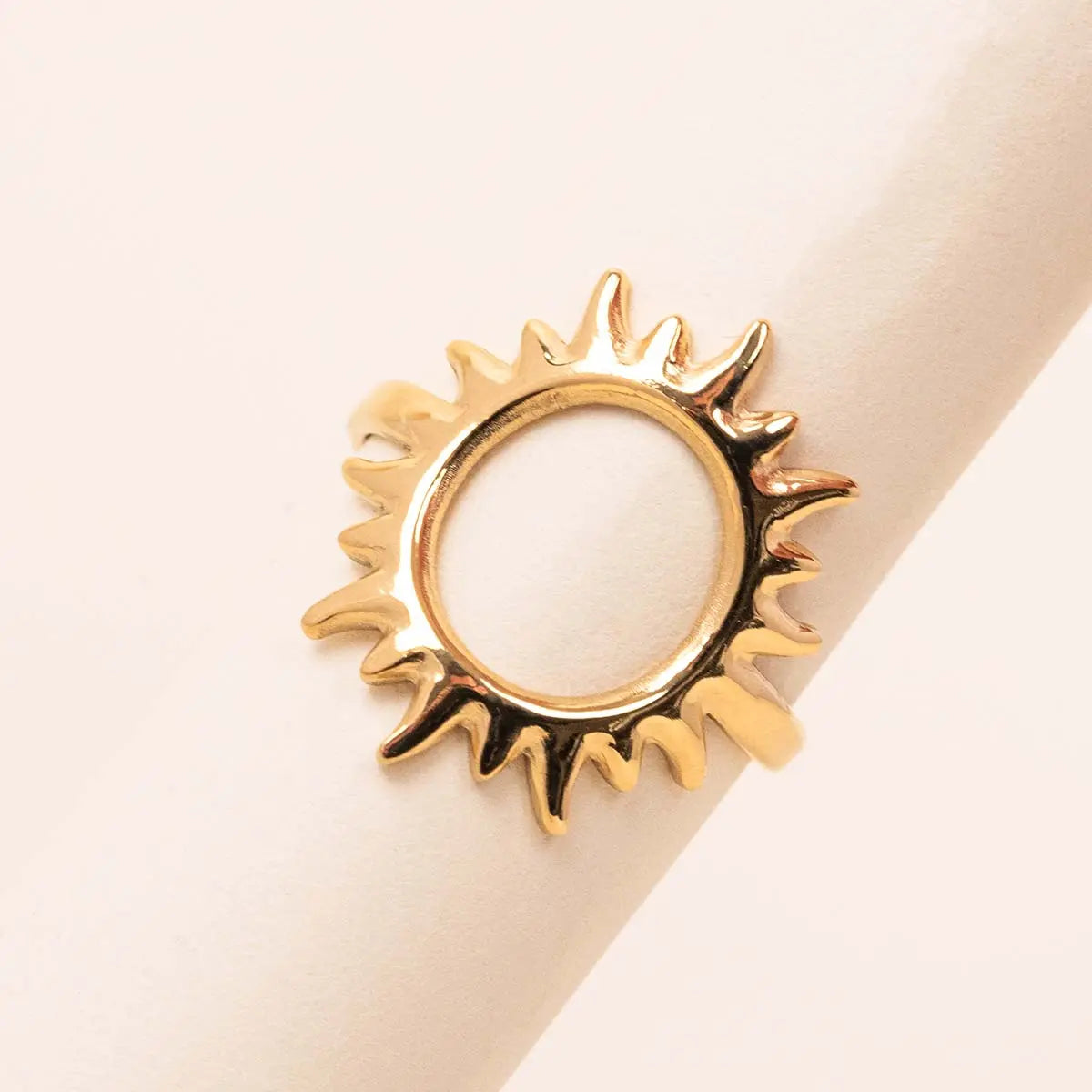 Bague soleil - Alix - Acier doré