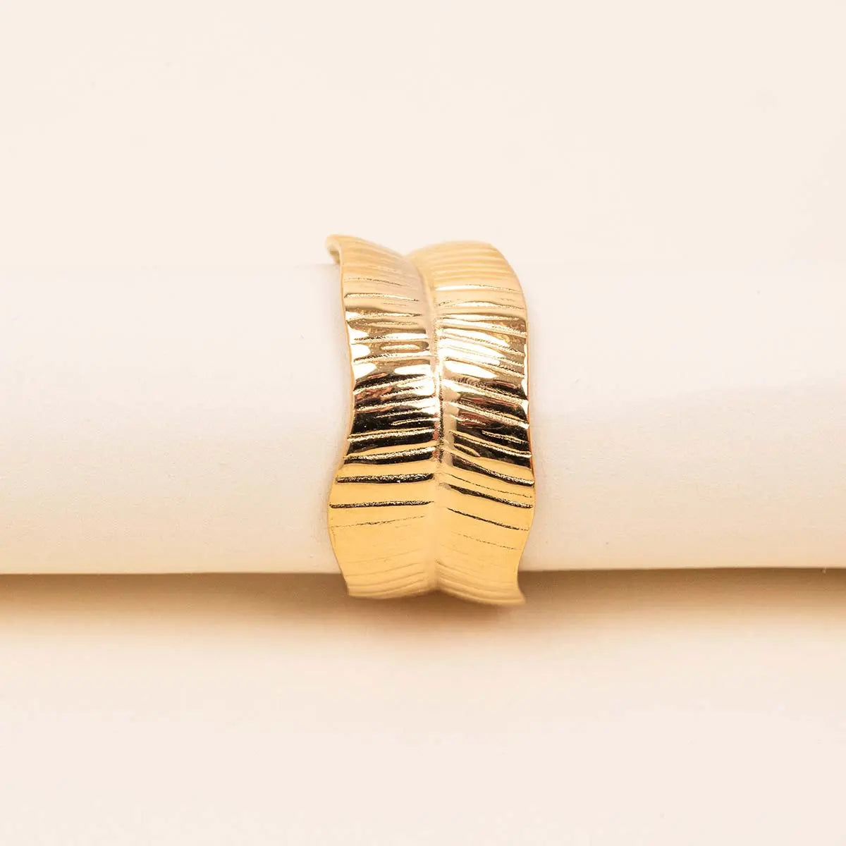 Bague feuille - Fanny - Acier doré