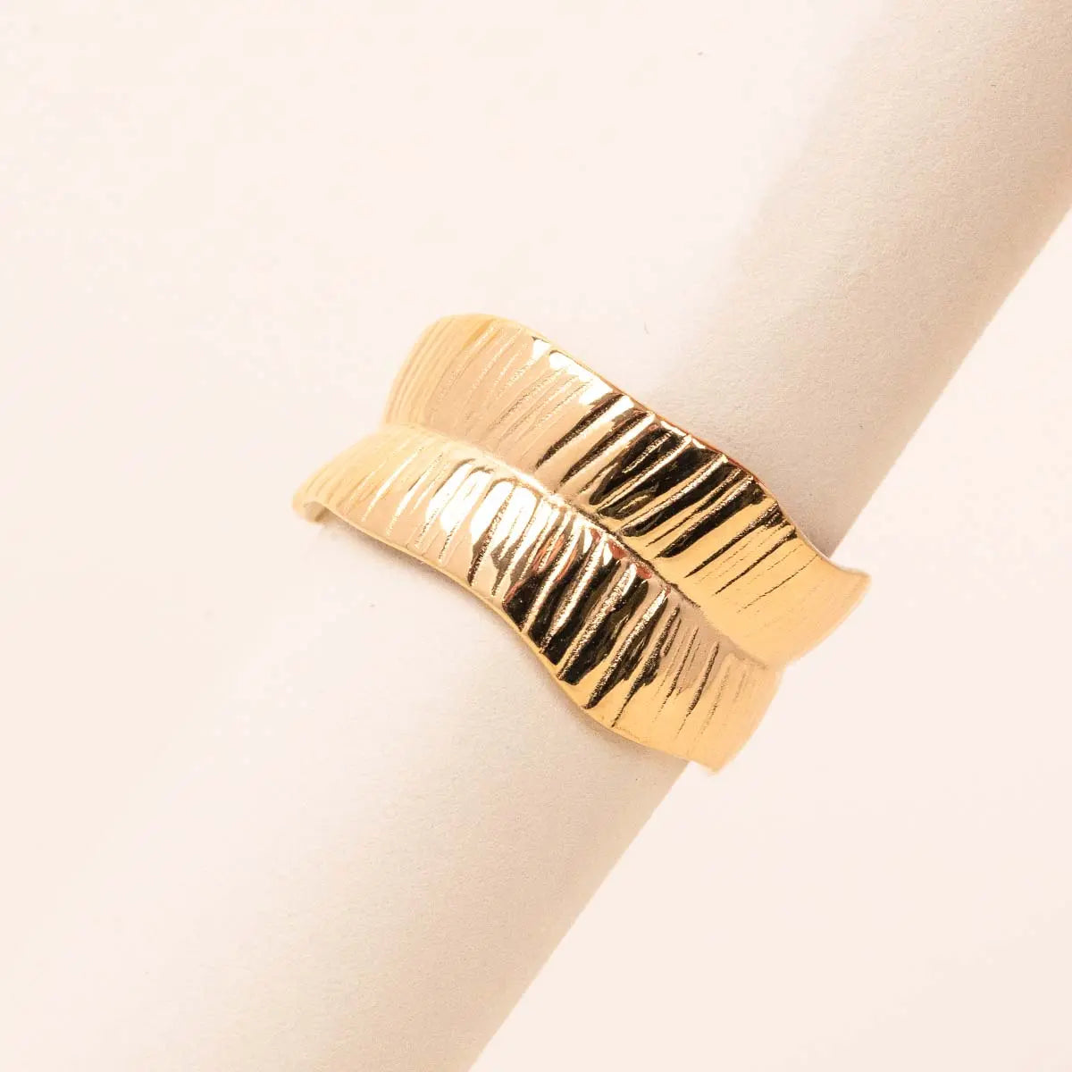 Bague feuille - Fanny - Acier doré