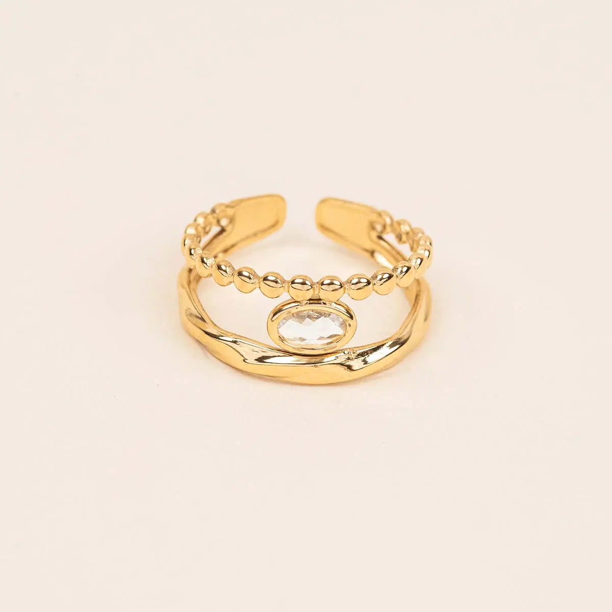 Bague double - Oriane - Acier doré