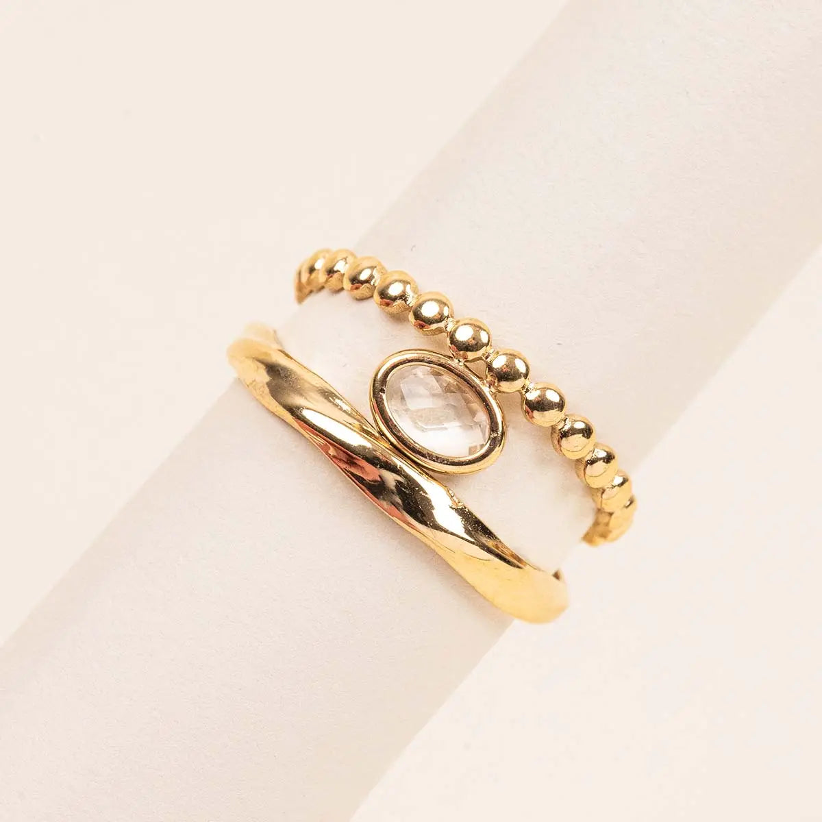 Bague double - Oriane - Acier doré