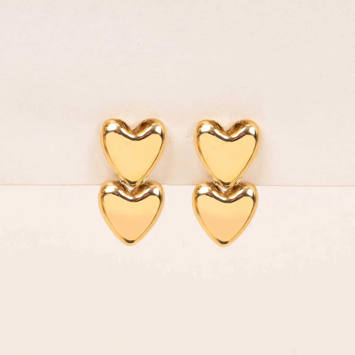 Boucles d'oreilles coeur - Clara -  Acier doré