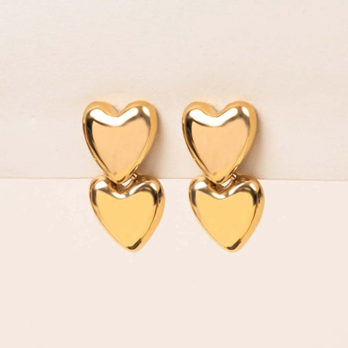 Boucles d'oreilles coeur - Clara -  Acier doré