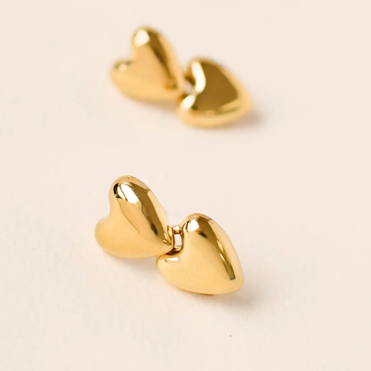 Boucles d'oreilles coeur - Clara -  Acier doré