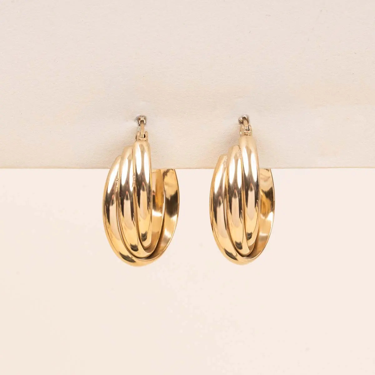 Boucles d'oreilles triple - Alice - Acier doré