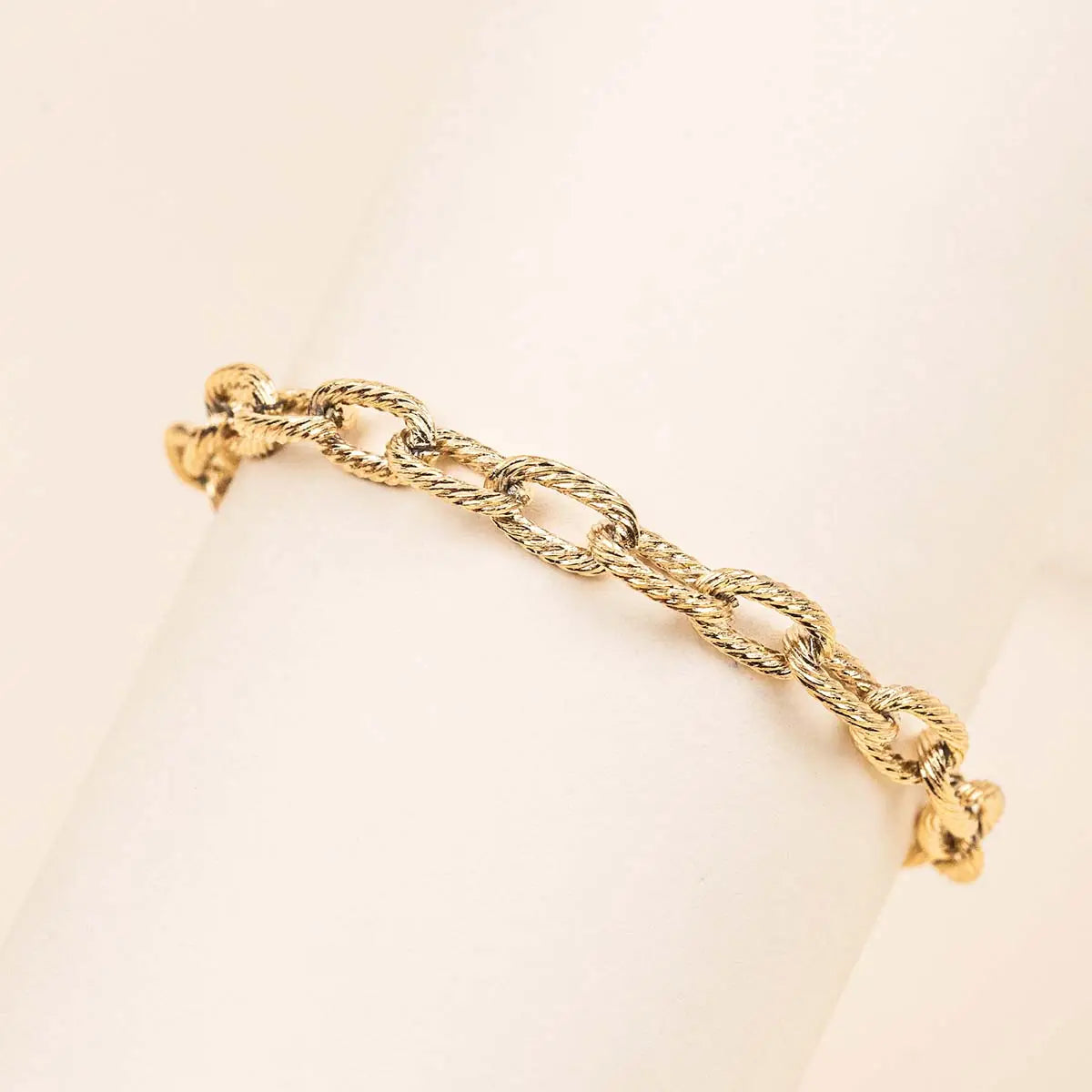 Bracelet maillons torsadés - Delphine - Acier doré