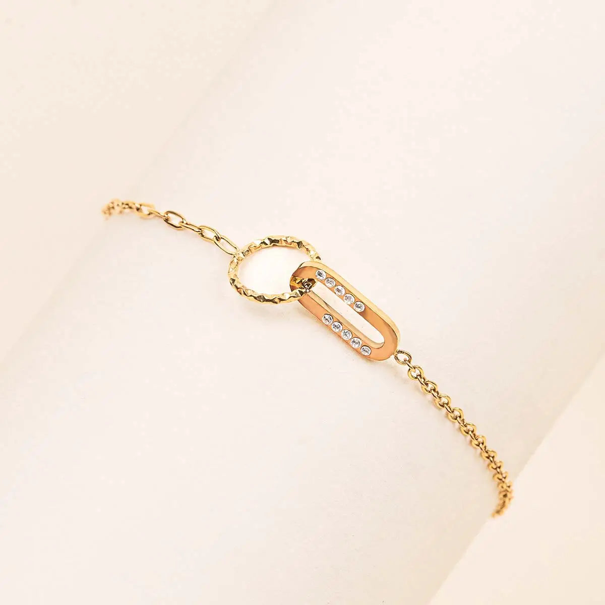 Bracelet double maillon - Élise - Acier doré