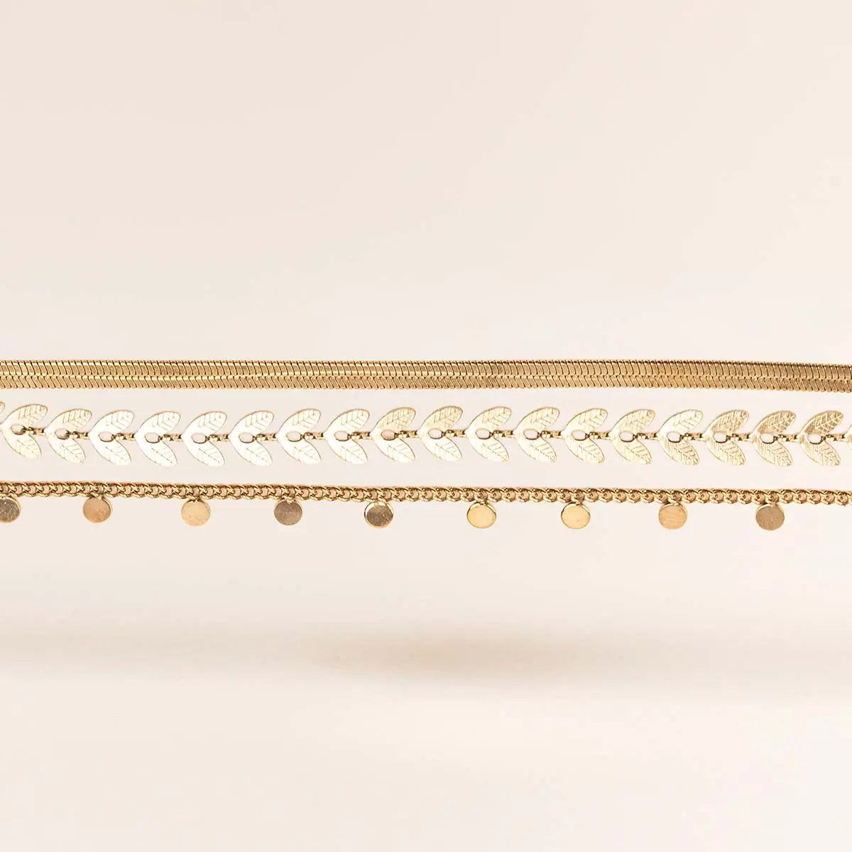 Bracelet à trois rangs - Émeline - Acier doré