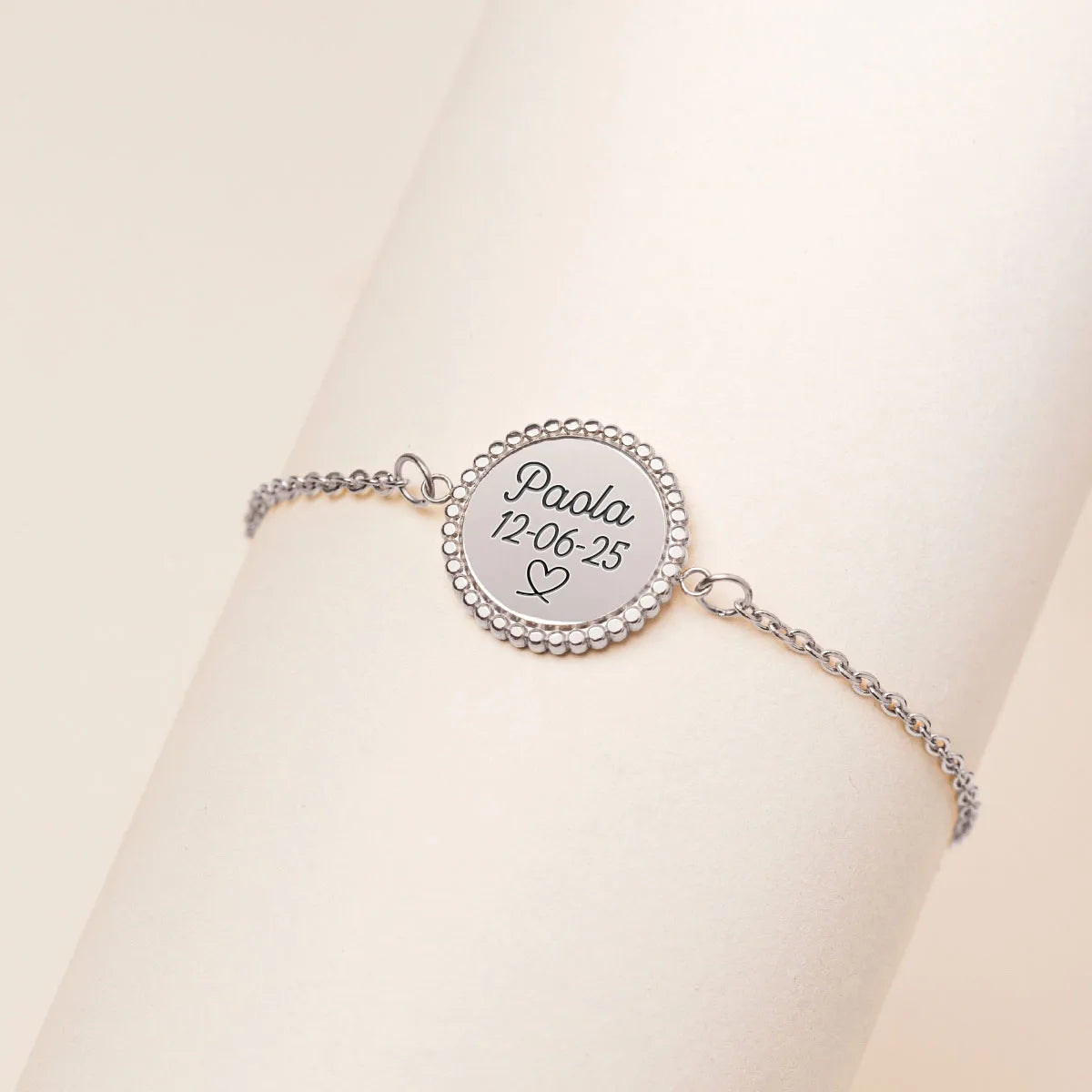 Bracelet médaille Soleil à personnaliser - Acier