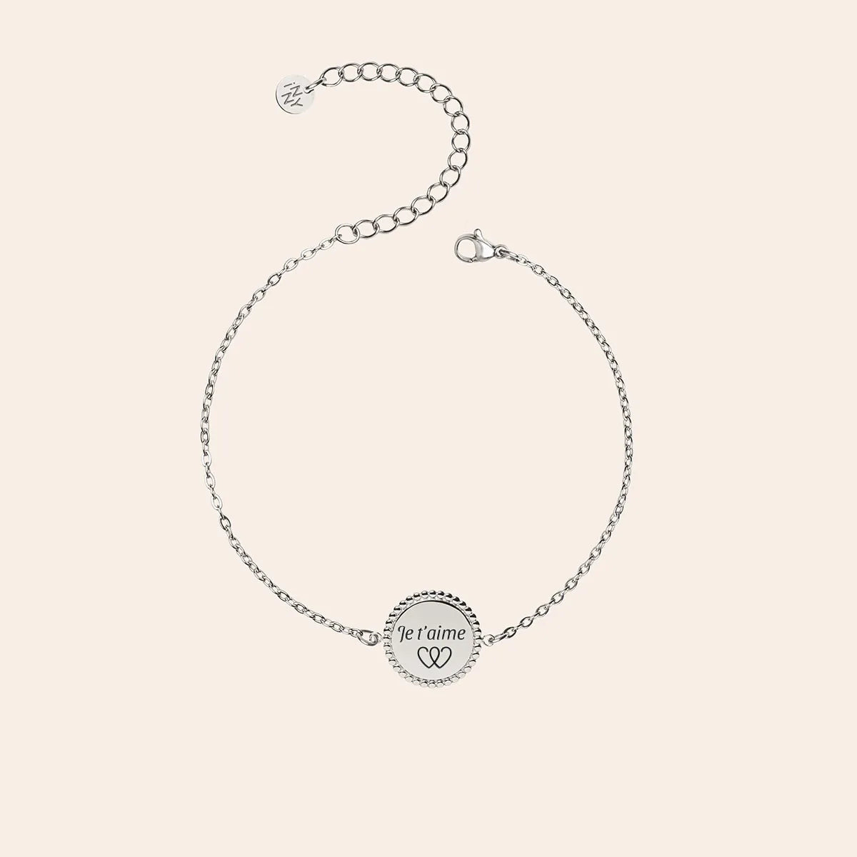 Bracelet médaille Soleil à personnaliser - Acier