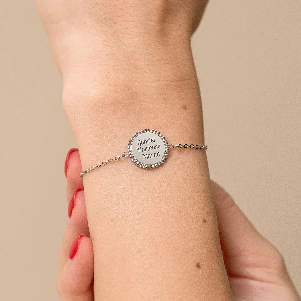 Bracelet médaille Soleil à personnaliser - Acier