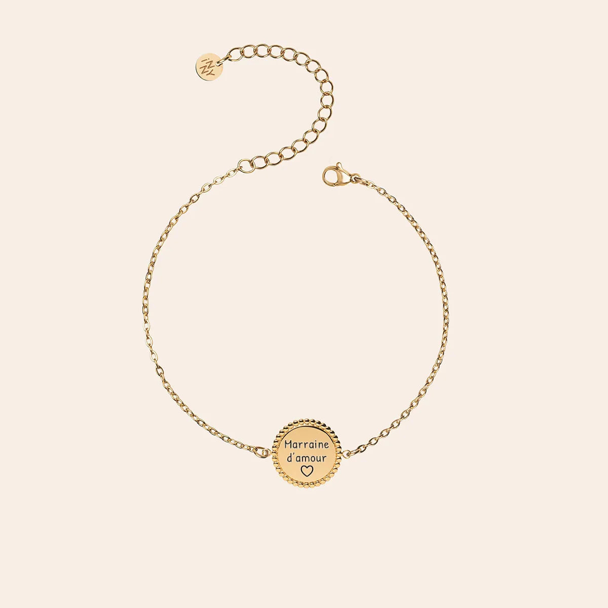 Bracelet médaille Soleil à personnaliser - Doré