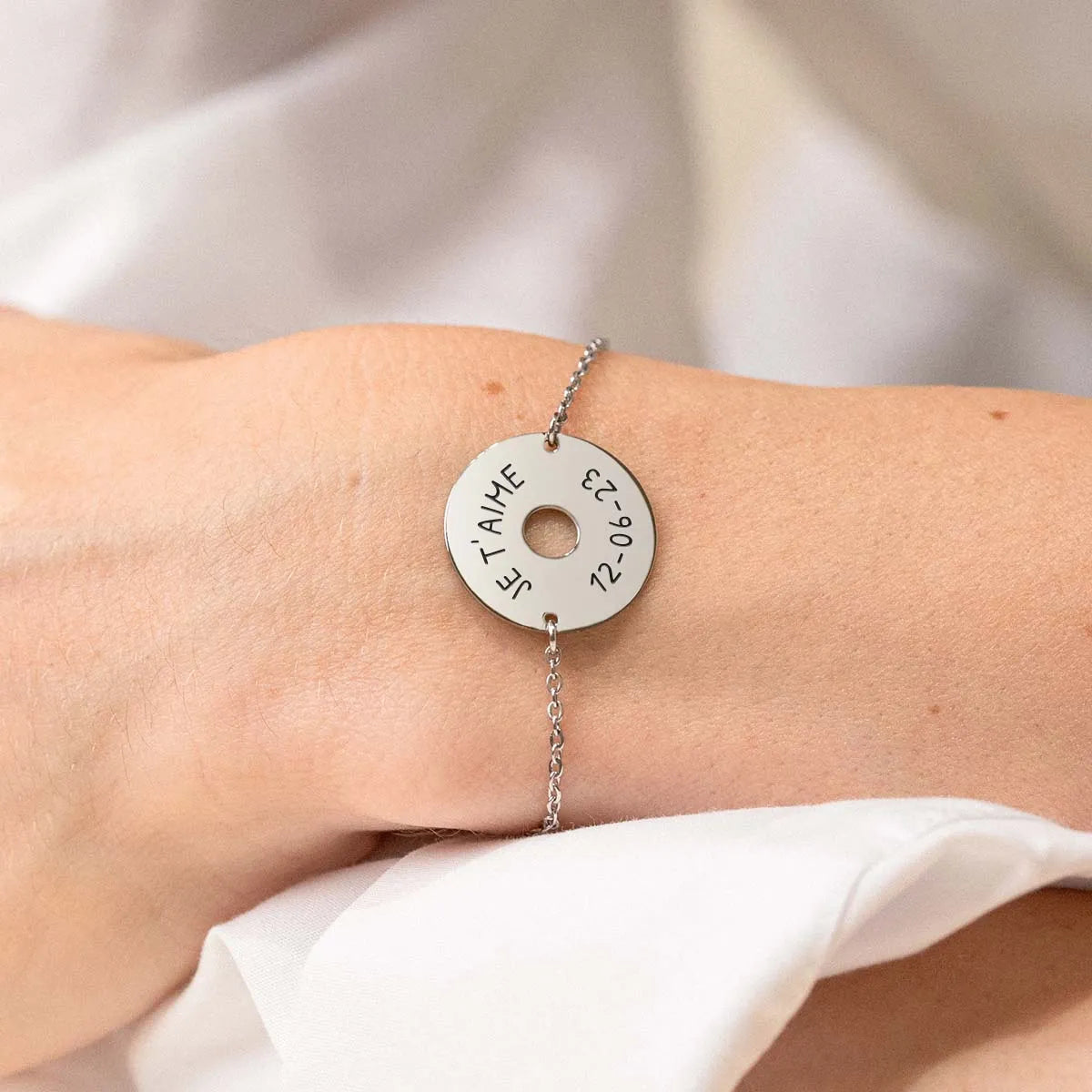 Bracelet médaille cible à personnaliser - Acier
