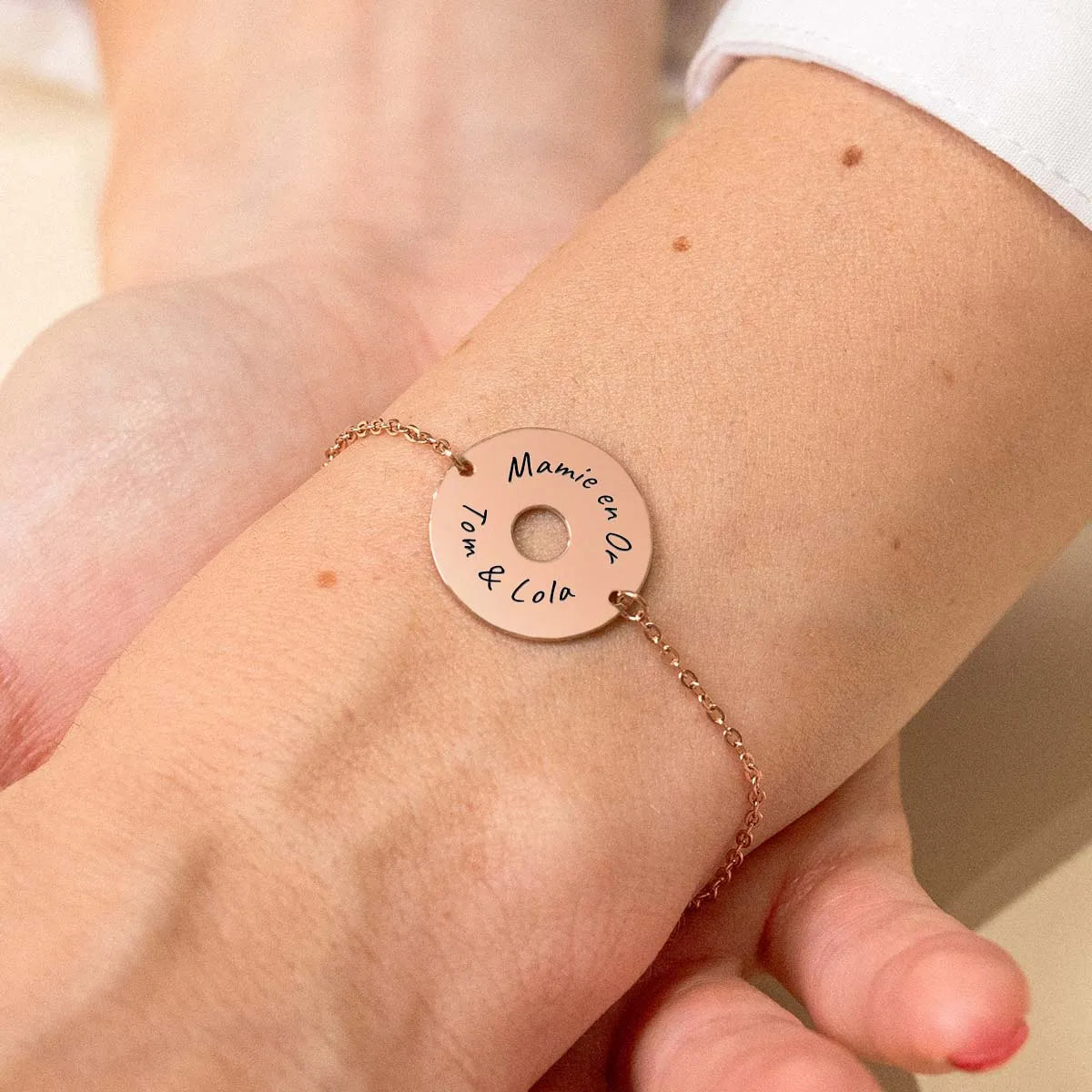 Bracelet médaille cible à personnaliser - Rose doré