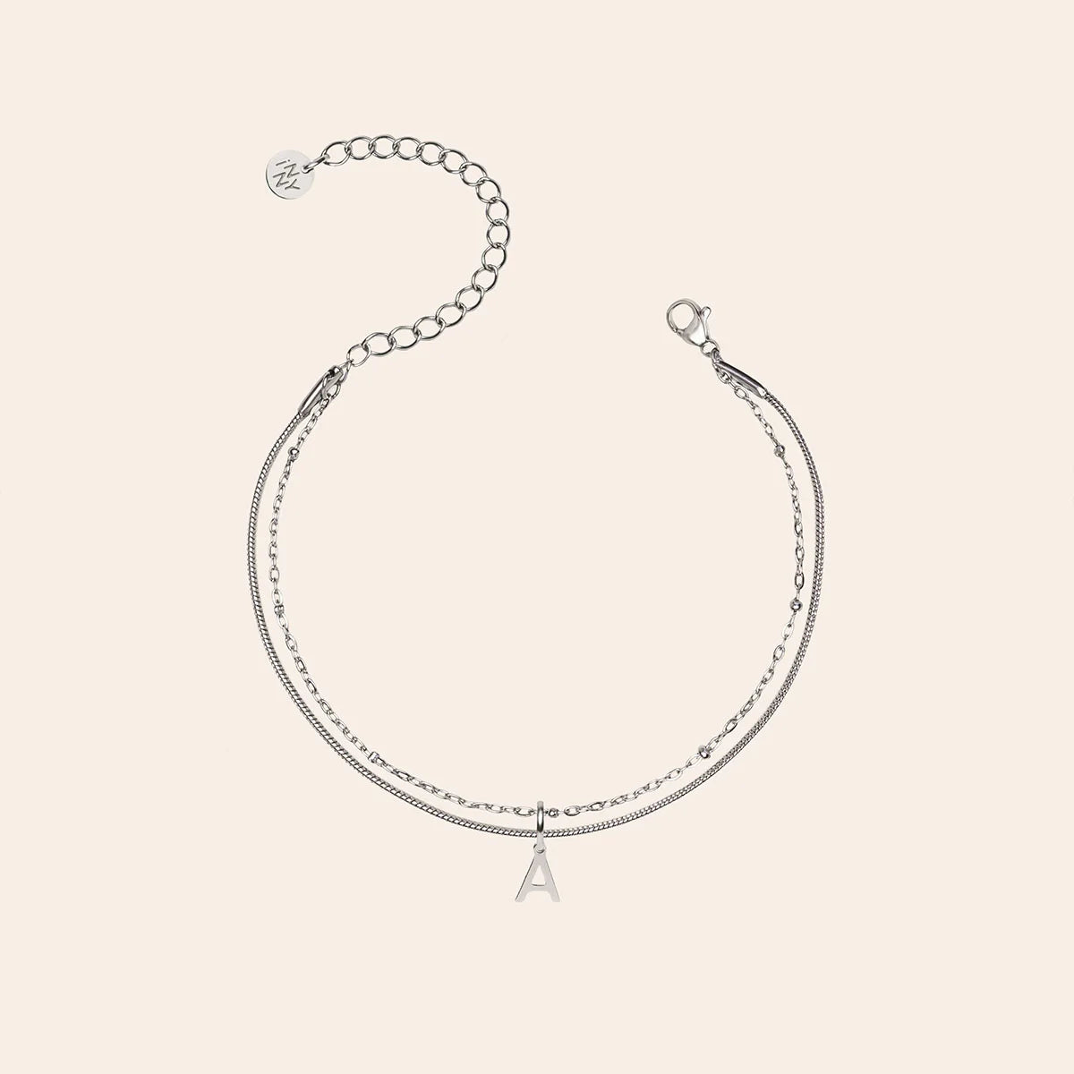 Bracelet double rang lettre à personnaliser - Acier