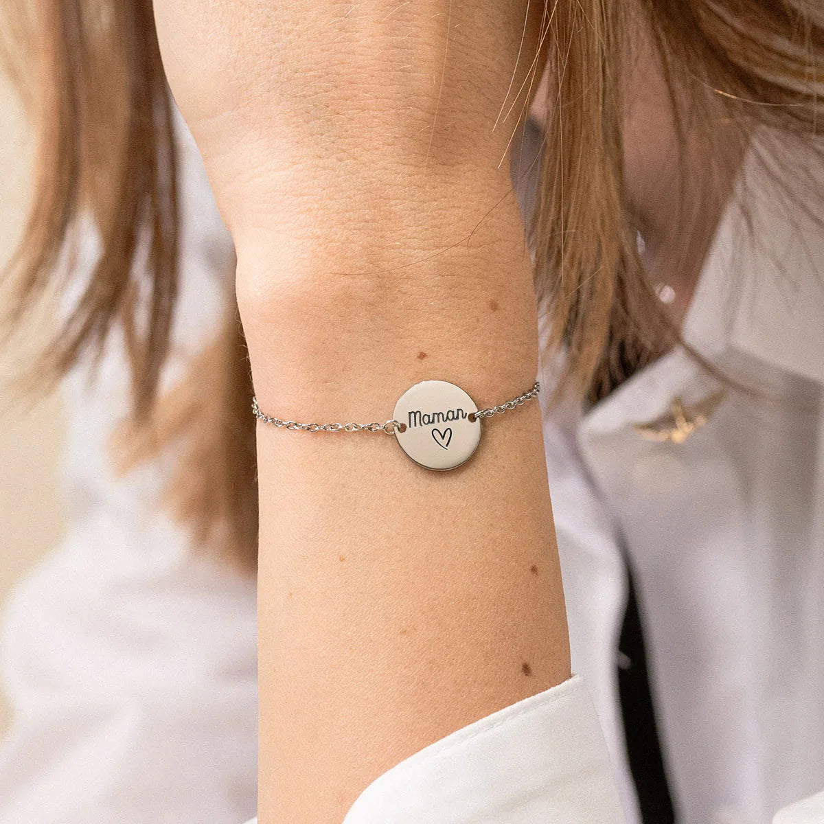 Bracelet médaille à personnaliser - Acier