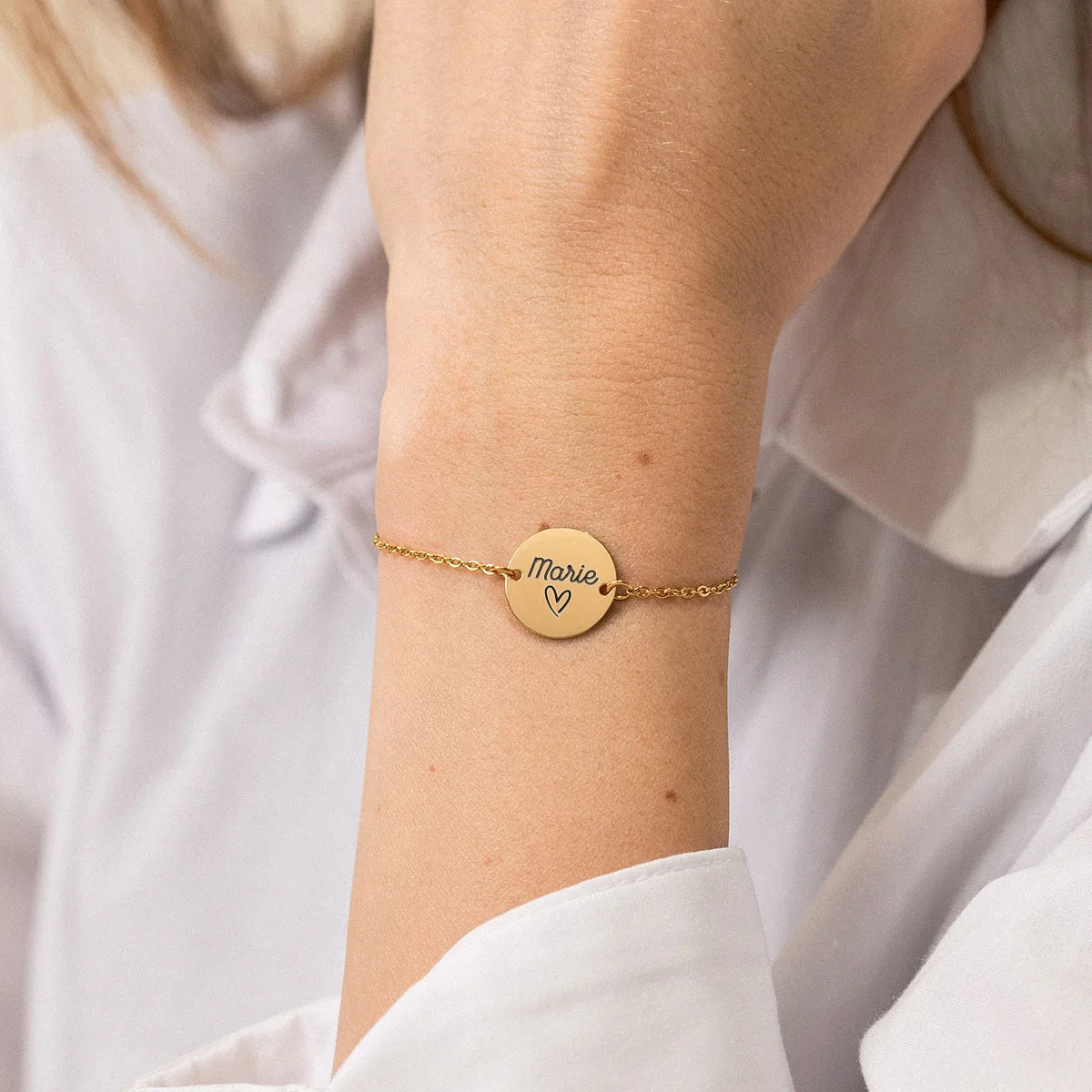 Bracelet médaille à personnaliser - Doré