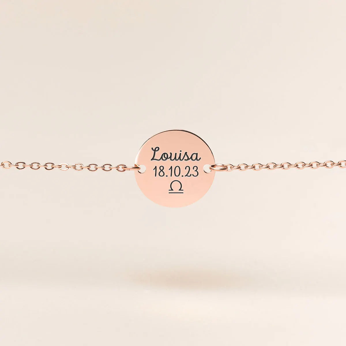 Bracelet médaille à personnaliser - Rose Doré
