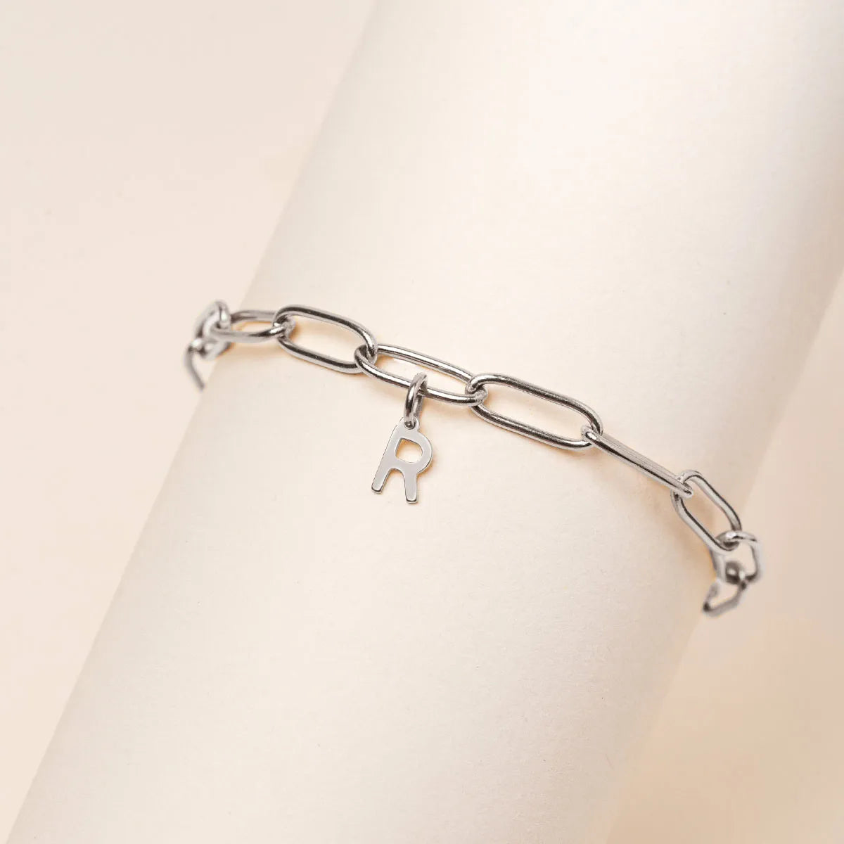 Bracelet chaîne trombone lettre à personnaliser - Acier