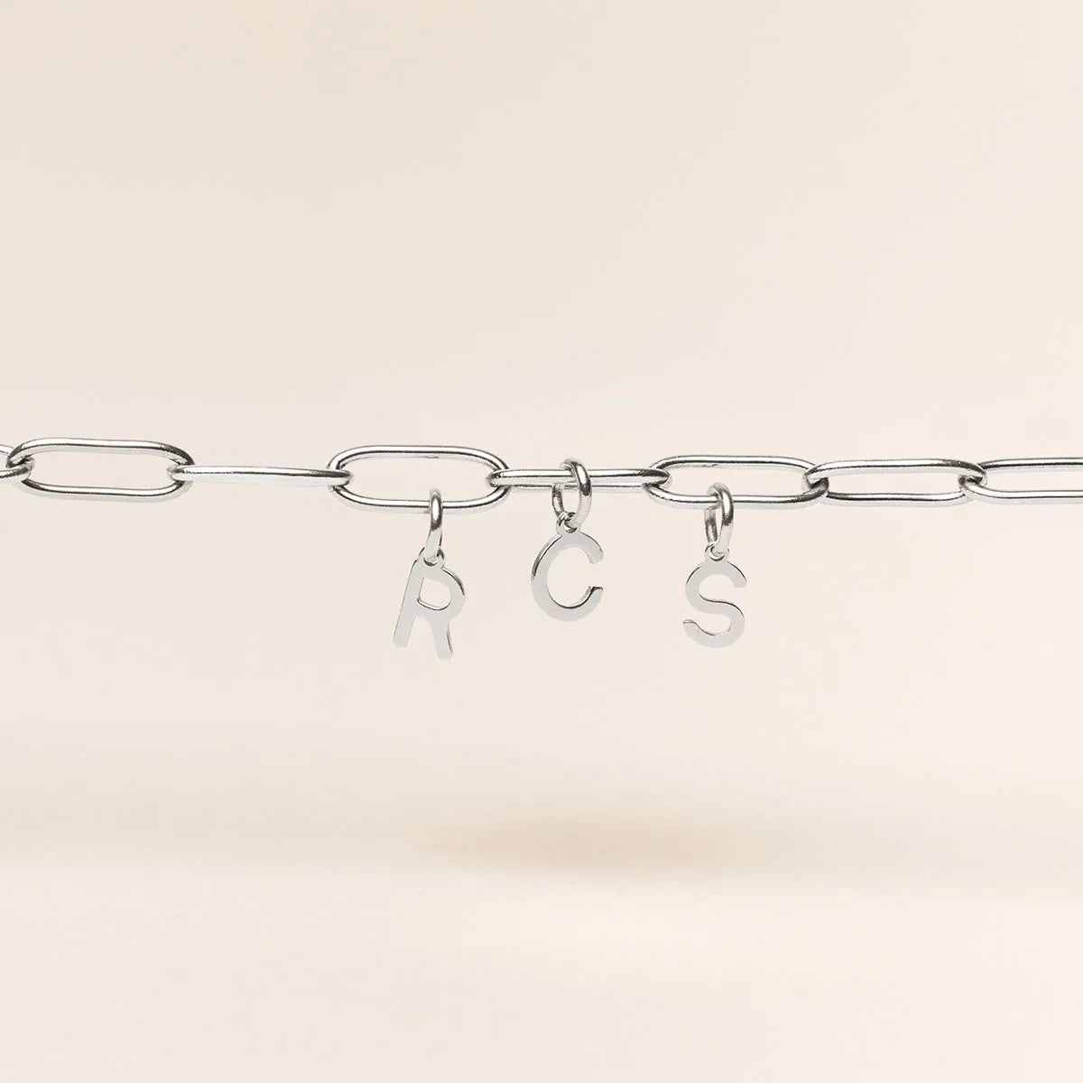 Bracelet chaîne trombone lettre à personnaliser - Acier