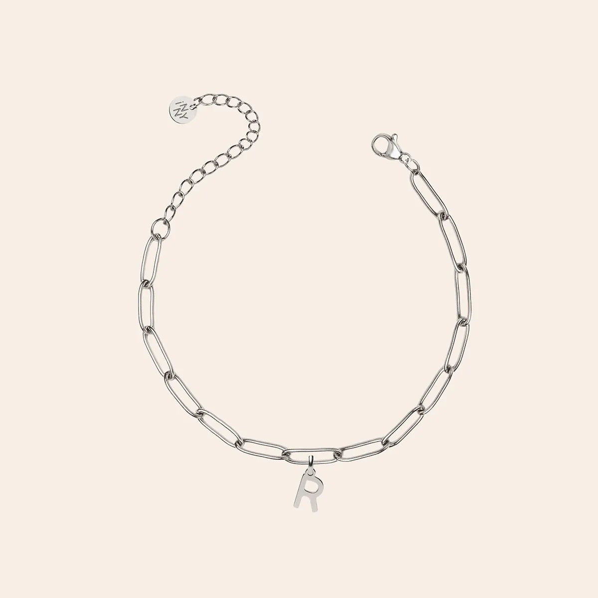 Bracelet chaîne trombone lettre à personnaliser - Acier