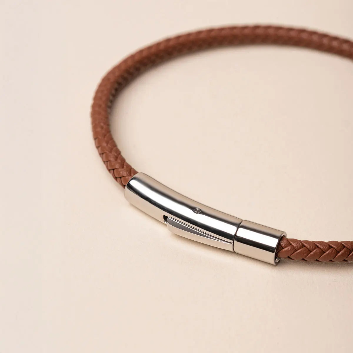 Bracelet en cuir marron - Acier