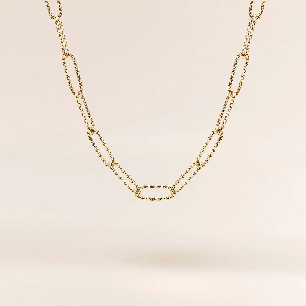 Collier à maillons texturés - Mathilde - Acier doré