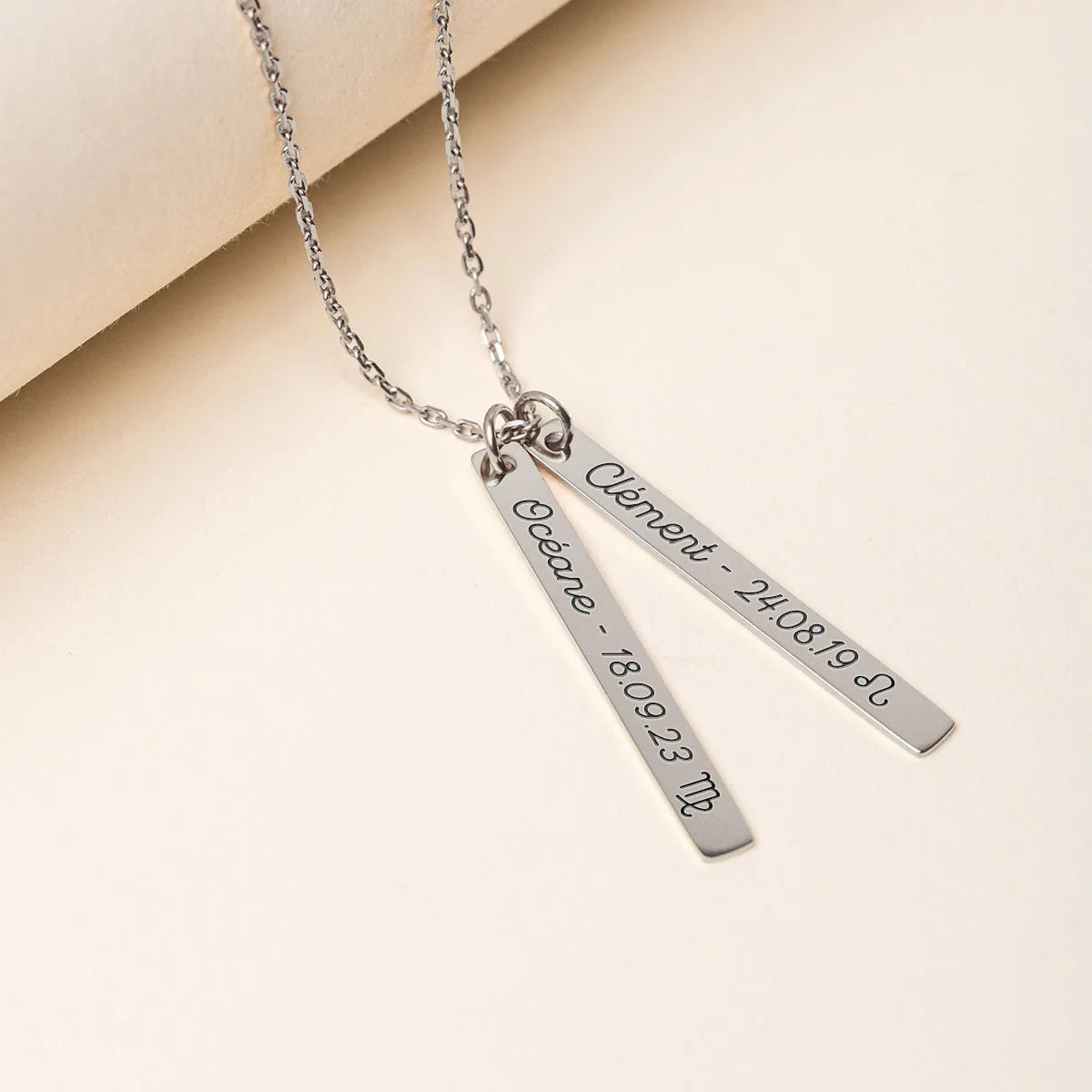 Collier plaque fine à personnaliser - Acier