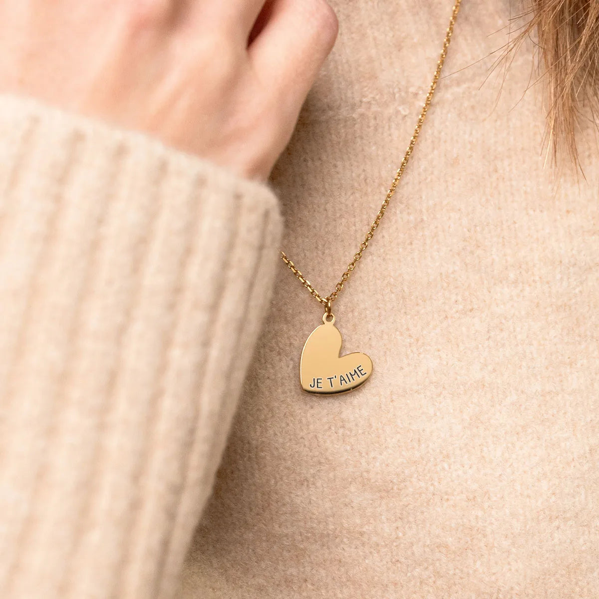 Collier médaille Coeur à personnaliser - Doré