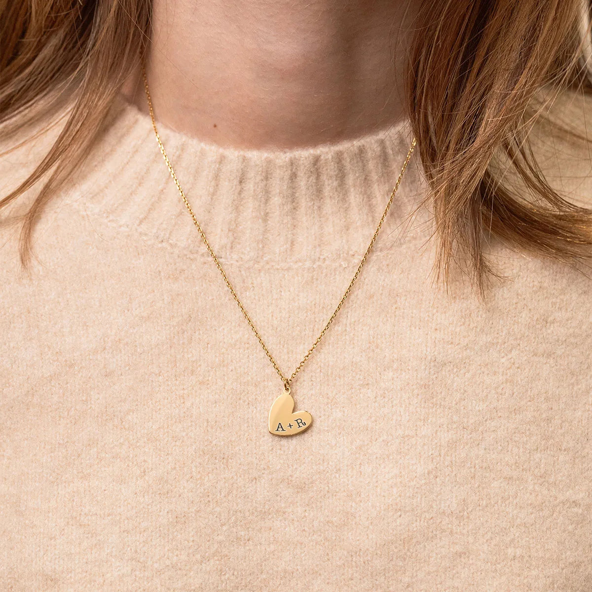 Collier médaille Coeur à personnaliser - Doré