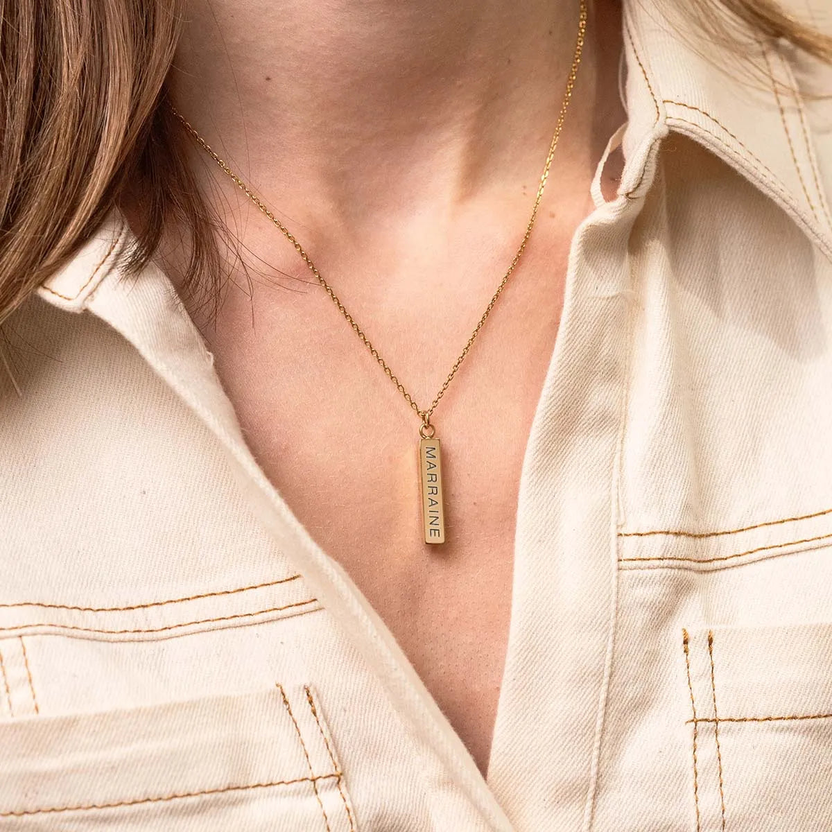 Collier barre à personnaliser - Doré