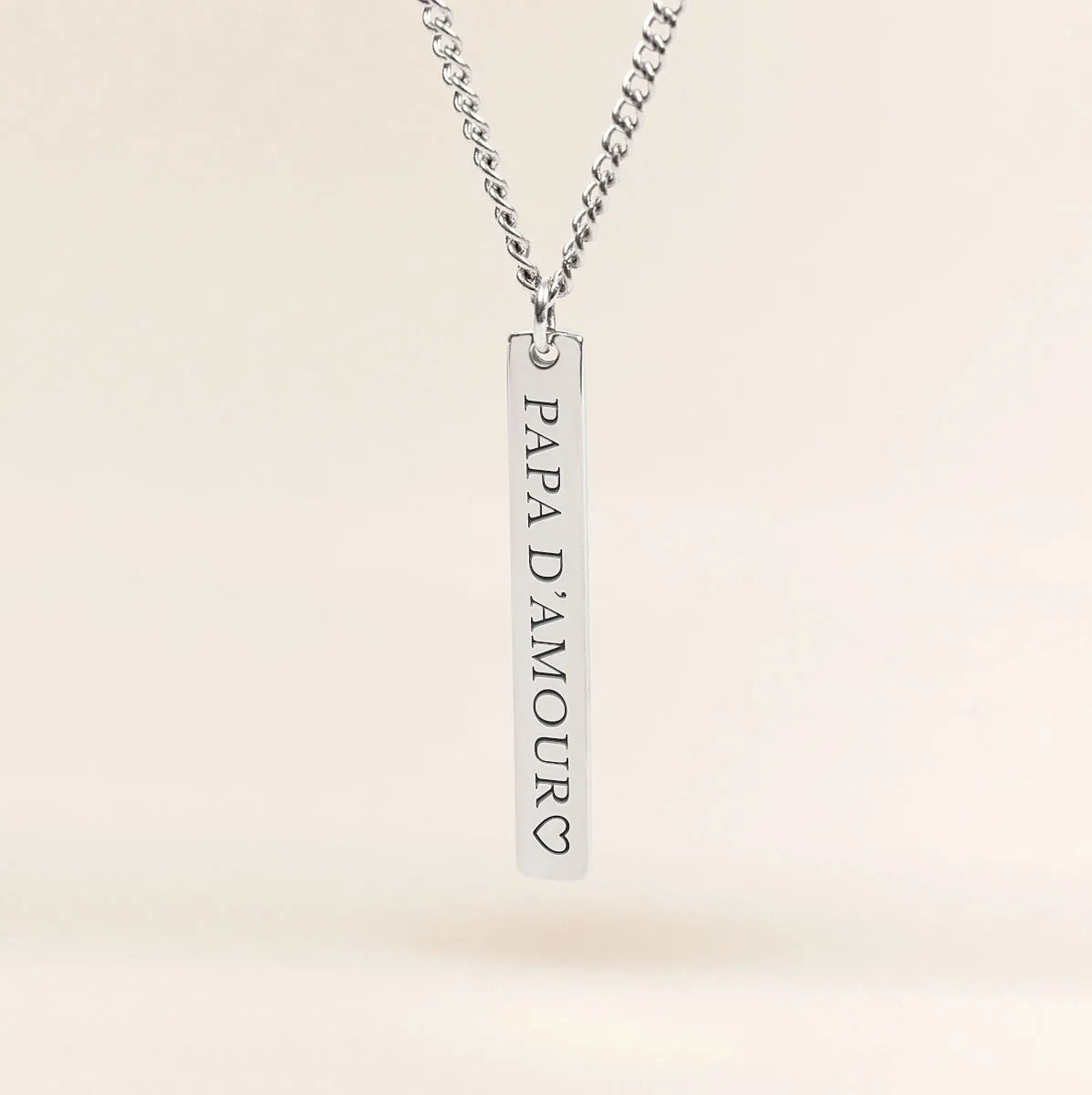 Collier homme barre à personnaliser - Acier