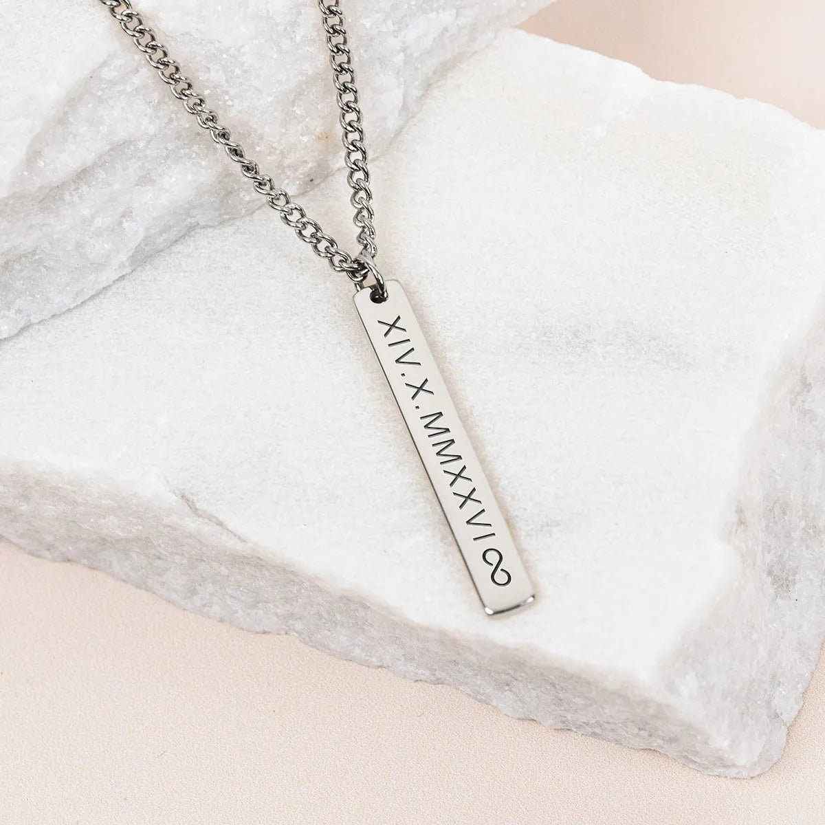Collier homme barre à personnaliser - Acier