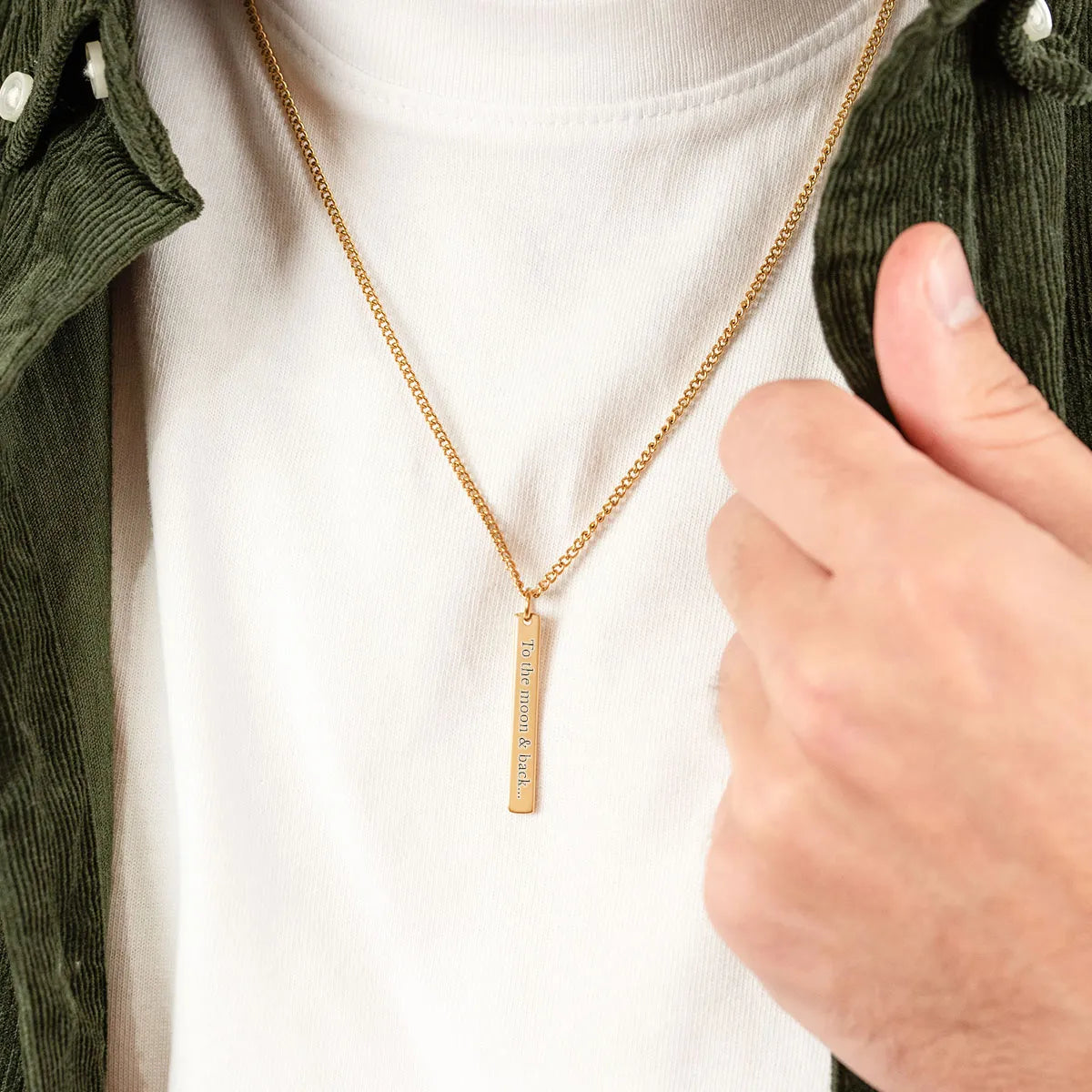 Collier homme barre à personnaliser - Doré