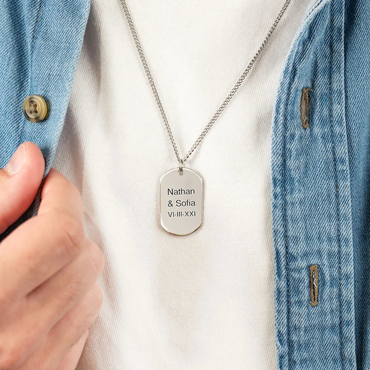Collier homme plaque militaire à personnaliser - Acier