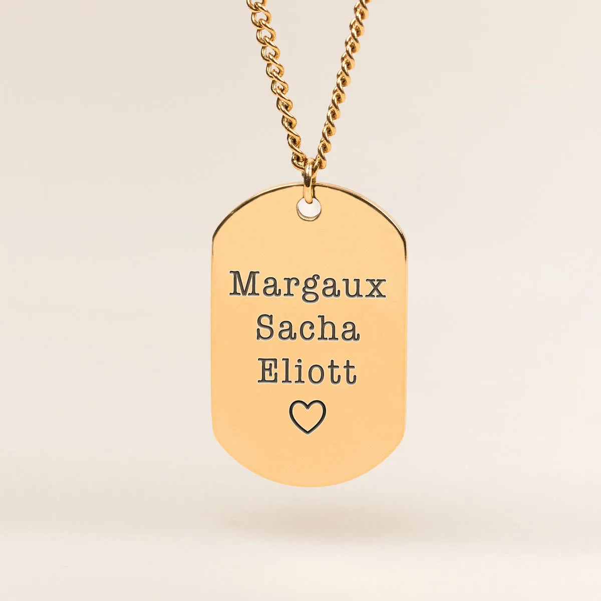 Collier homme plaque militaire à personnaliser - Doré