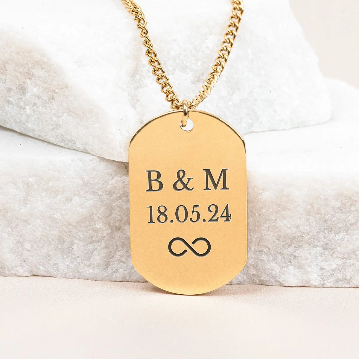 Collier homme plaque militaire à personnaliser - Doré