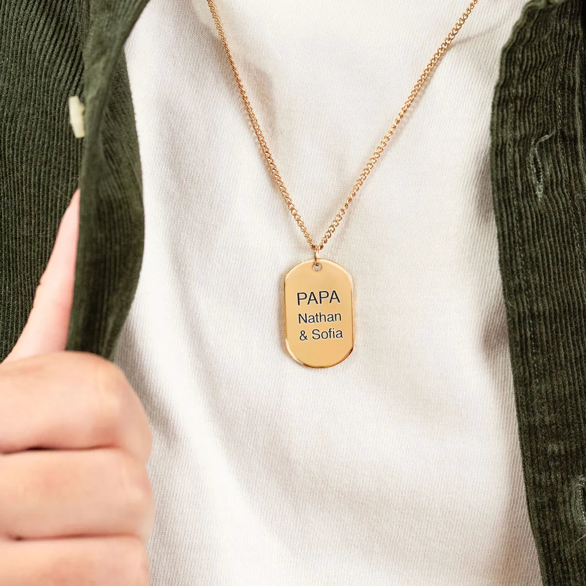 Collier homme plaque militaire à personnaliser - Doré