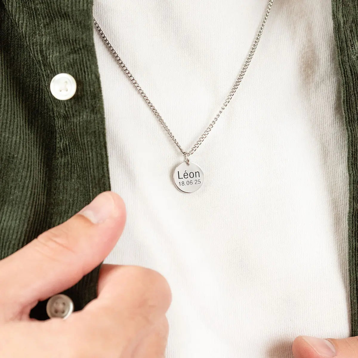 Collier homme médaille 14 mm à personnaliser - Acier