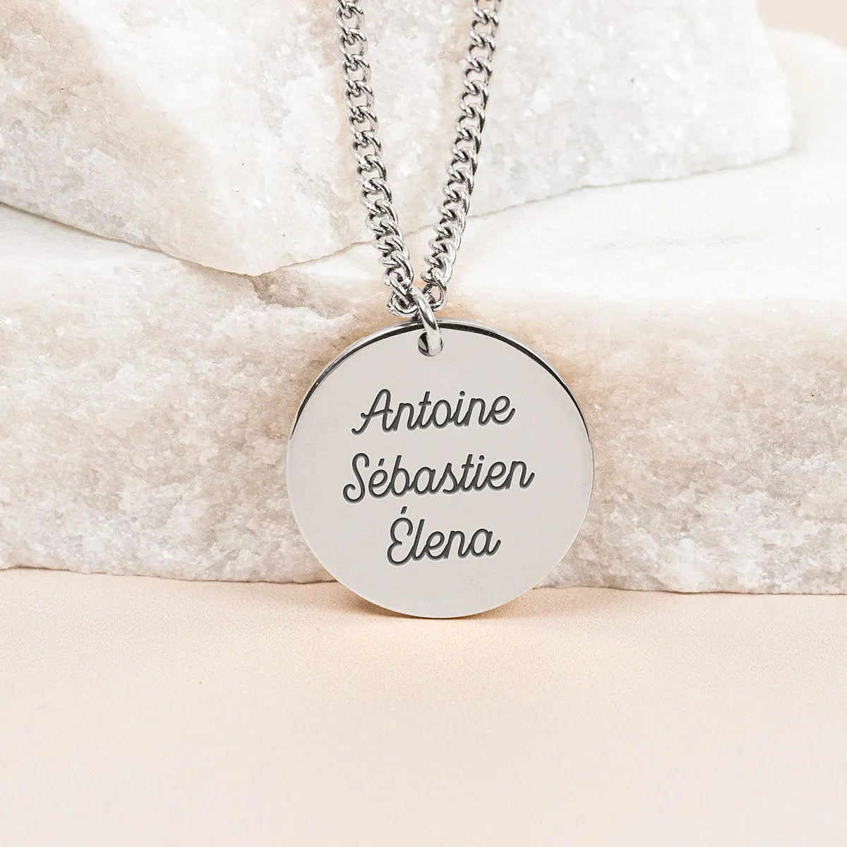 Collier homme médaille 20 mm à personnaliser - Acier