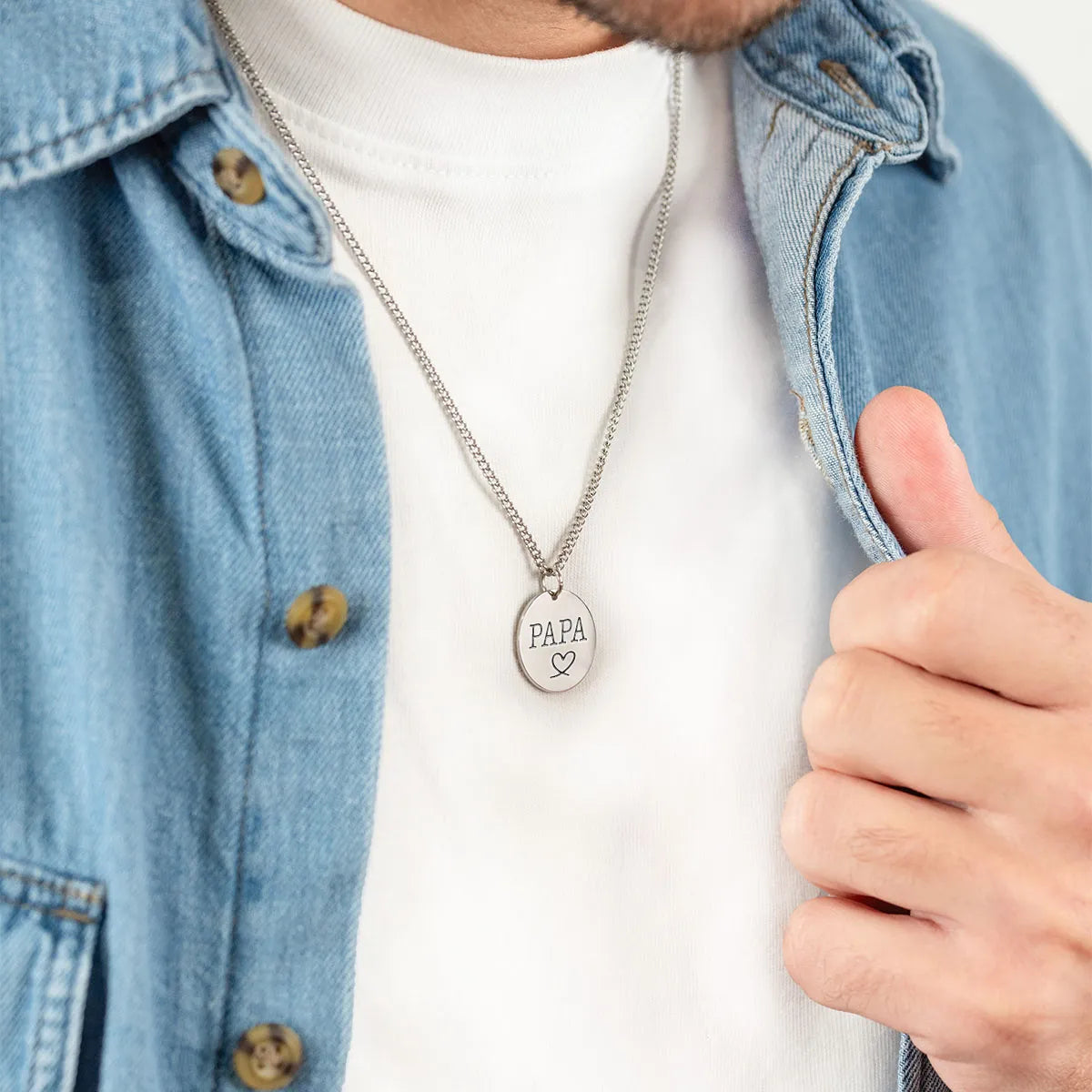 Collier homme médaille 20 mm à personnaliser - Acier
