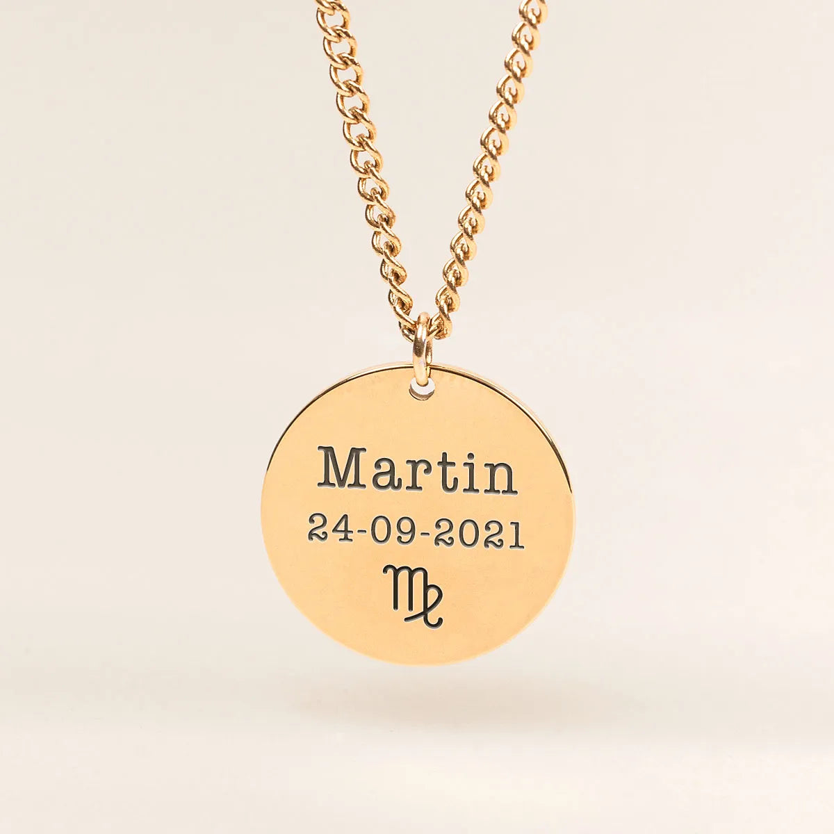 Collier homme médaille 20 mm à personnaliser - Doré