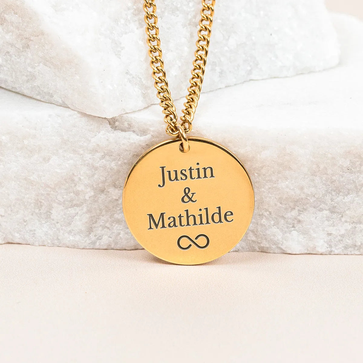 Collier homme médaille 20 mm à personnaliser - Doré