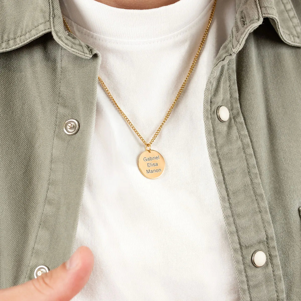 Collier homme médaille 20 mm à personnaliser - Doré