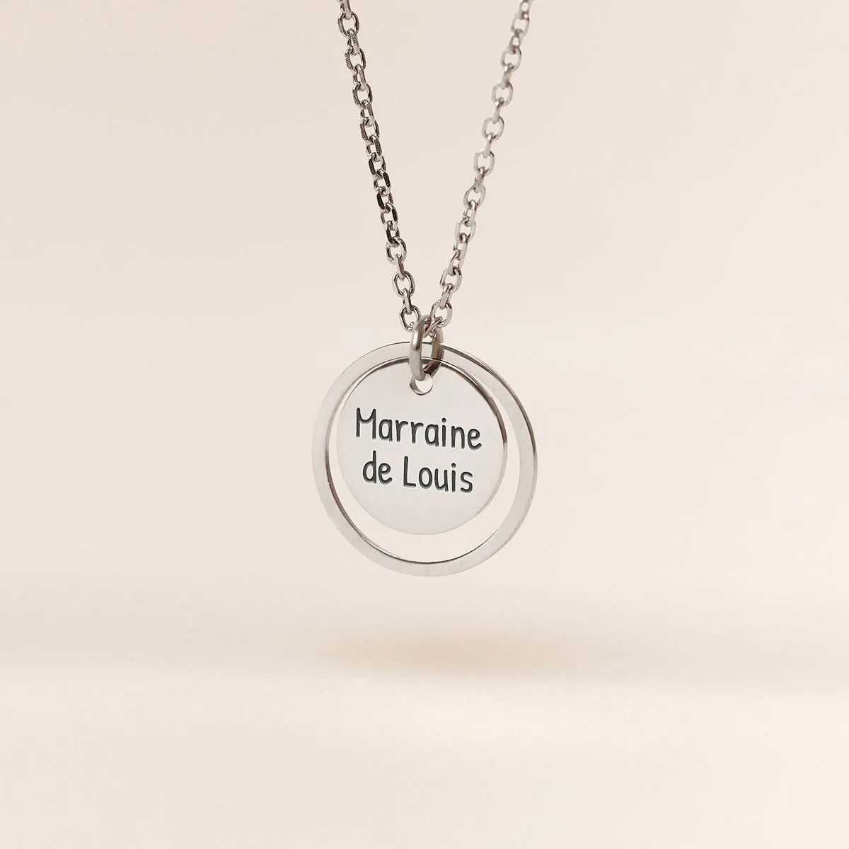 Collier médaille et cercle à personnaliser - Acier