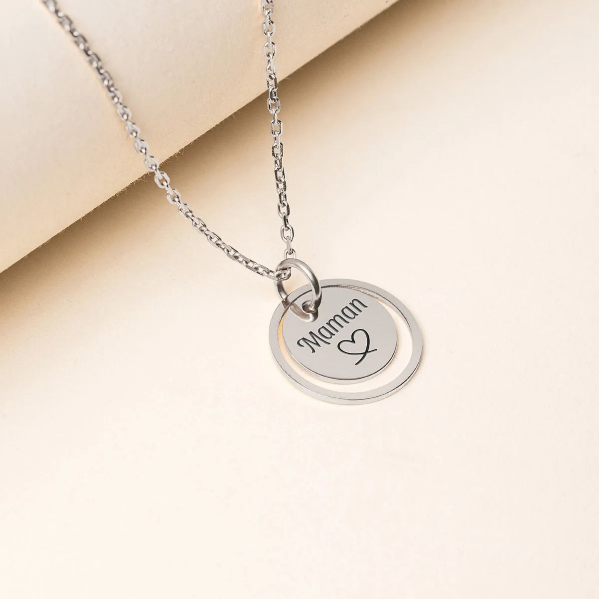 Collier médaille et cercle à personnaliser - Acier