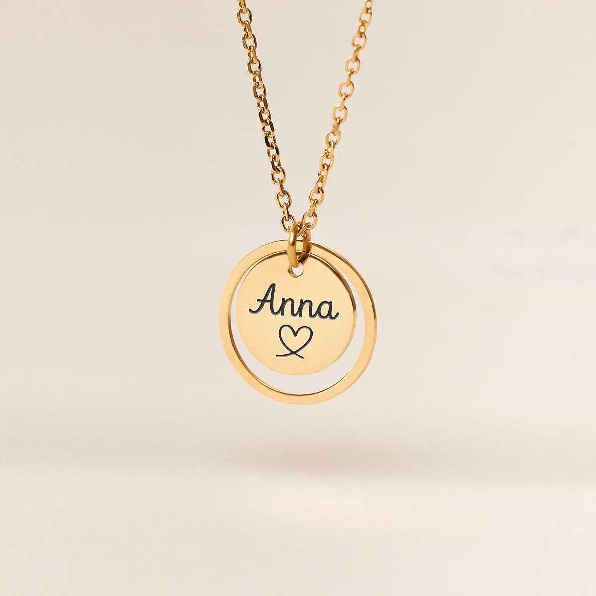 Collier médaille et cercle à personnaliser - Doré